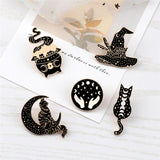 Witchy Black Enamel Pins