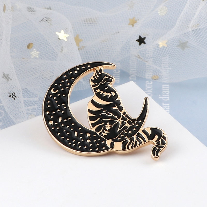 Witchy Black Enamel Pins